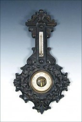 BLACK FOREST CARVED BAROMETER: