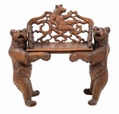 BLACK FOREST CARVED BEAR BENCH