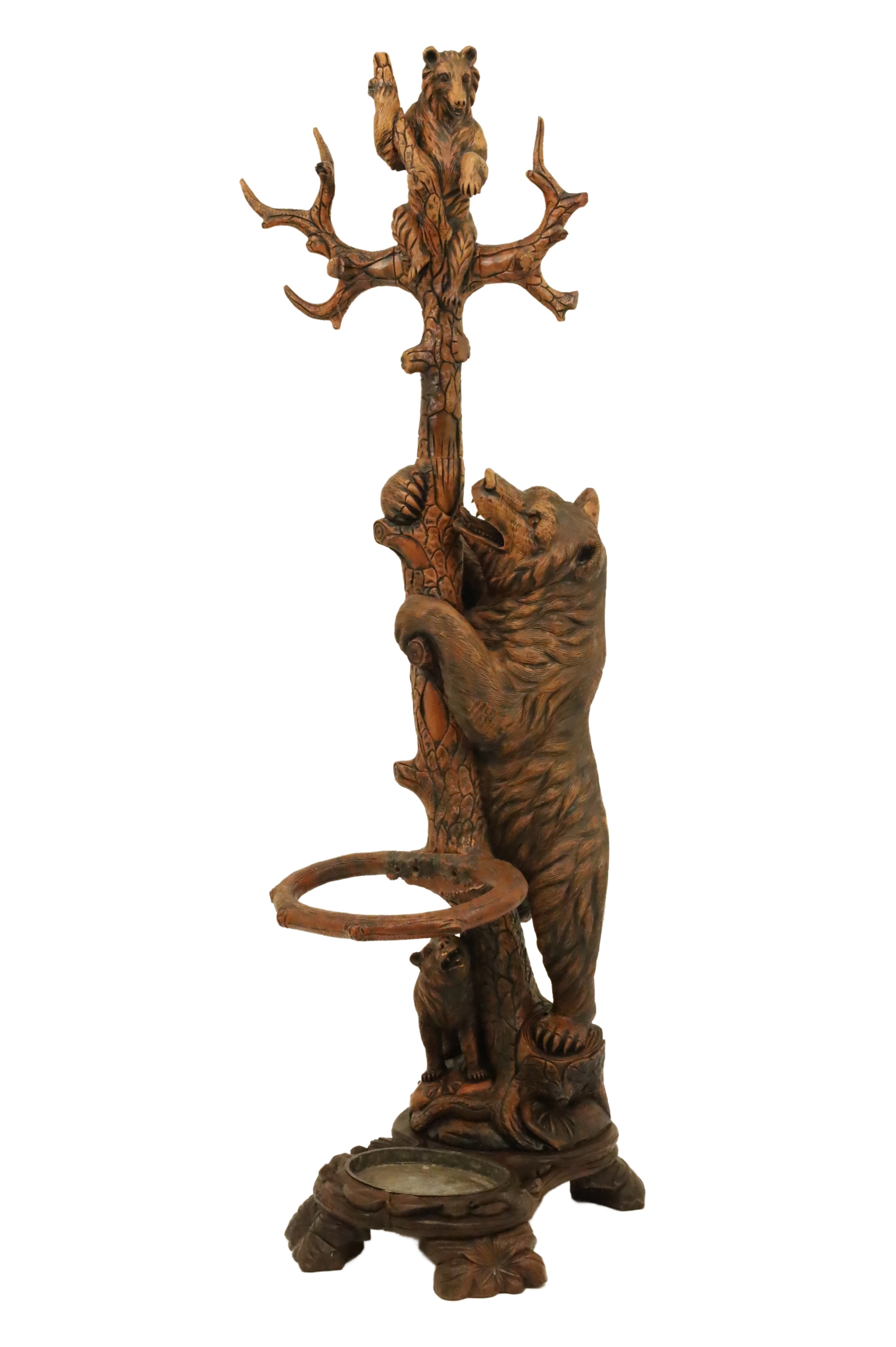 BLACK FOREST CARVED BEAR HALLTREE