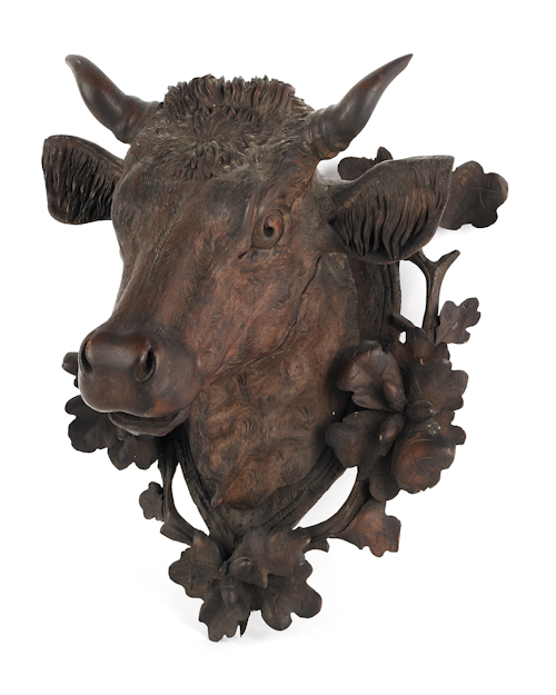 Black Forest carved bull's head