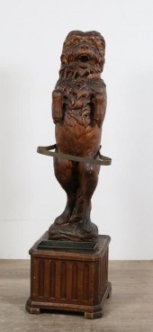 BLACK FOREST CARVED DOG UMBREL