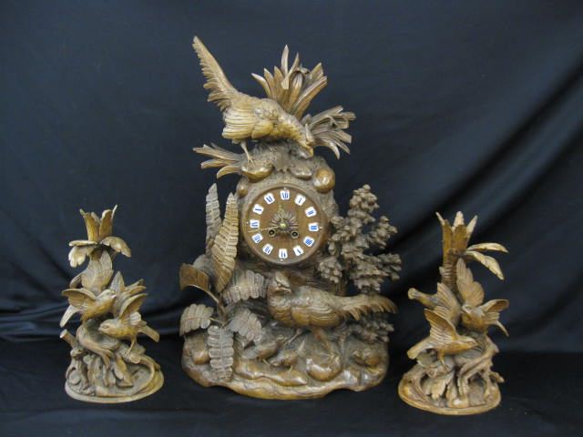 Black Forest Carved Mantle Clock