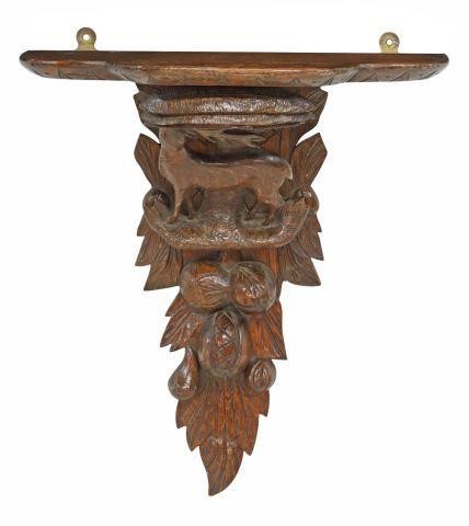 BLACK FOREST CARVED OAK STAG WALL