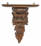 BLACK FOREST CARVED OAK STAG W