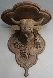 BLACK FOREST CARVED 'OX' WALL