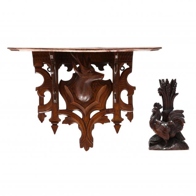 BLACK FOREST CARVED ROOSTER AND