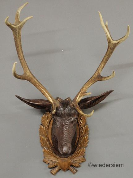 Black Forest carved stag head