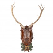 BLACK FOREST CARVED STAG MOUNT