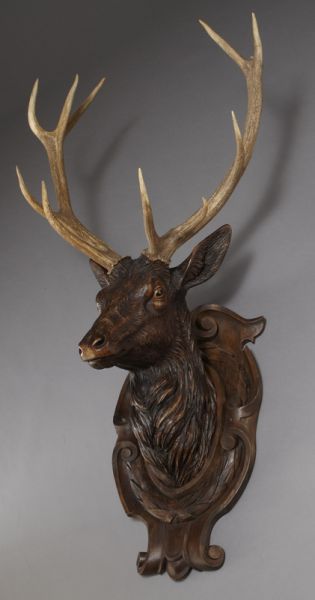 Black Forest carved stag's