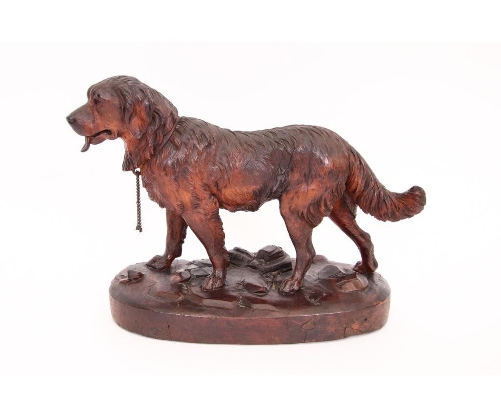 Black Forest carved standing dog,