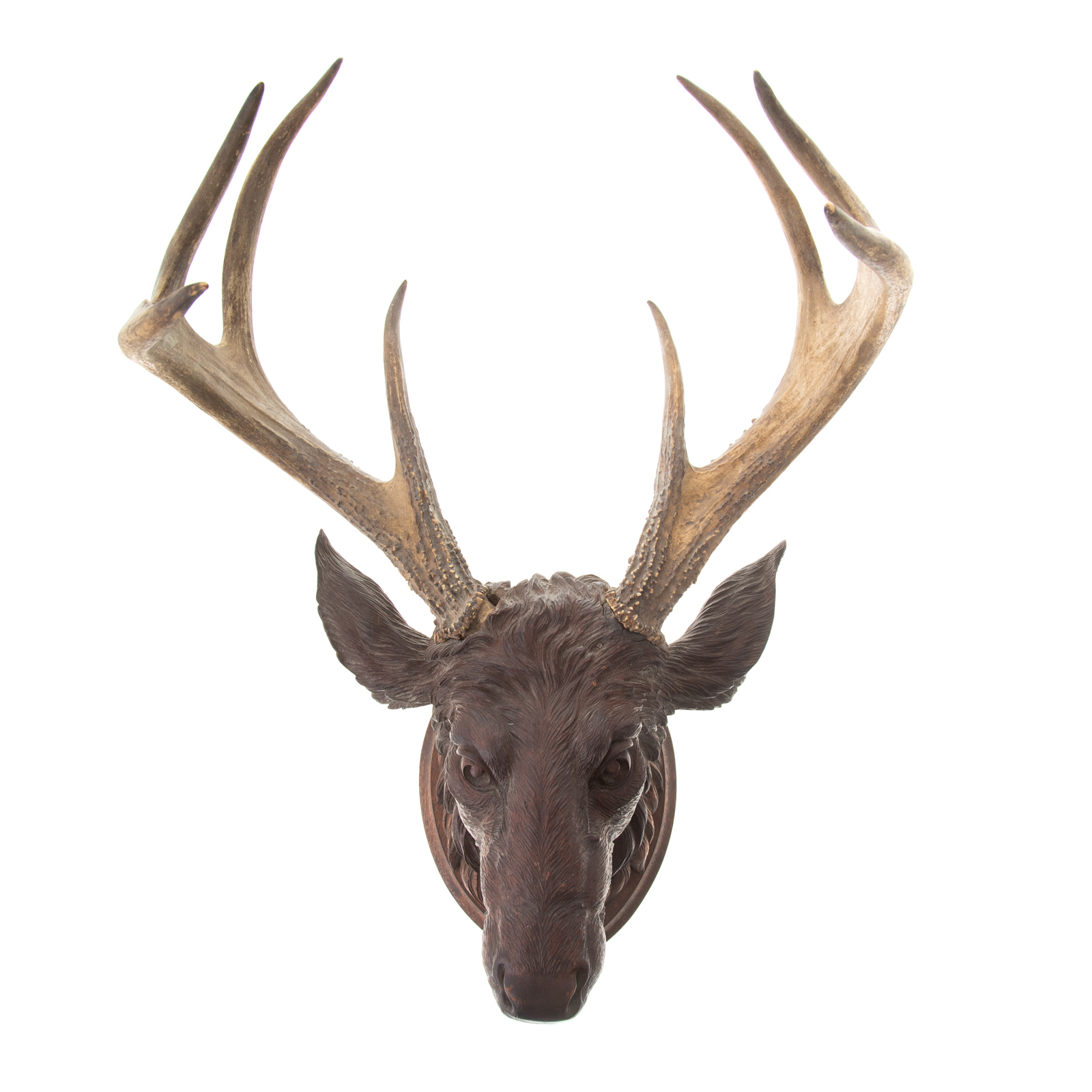 BLACK FOREST CARVED WALNUT ELK HEAD