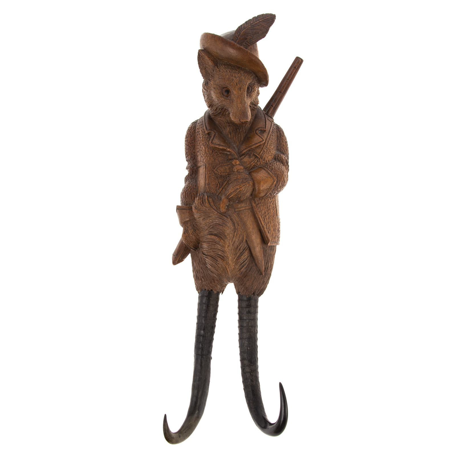 BLACK FOREST CARVED WALNUT FOX