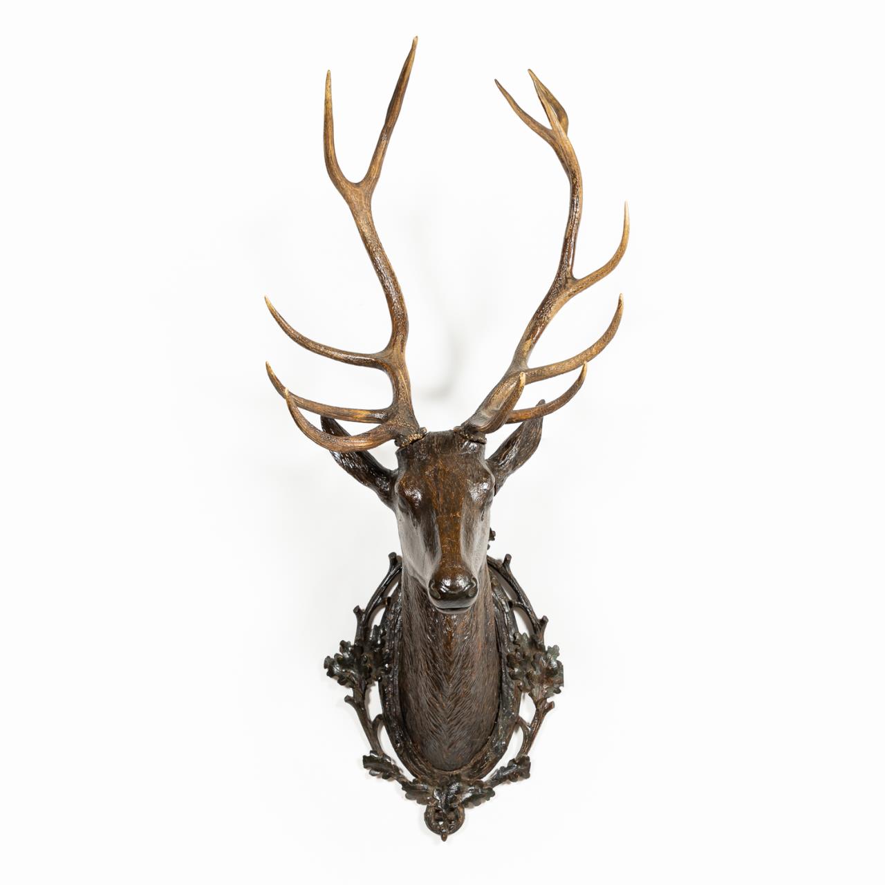 BLACK FOREST CARVED WOOD STAG