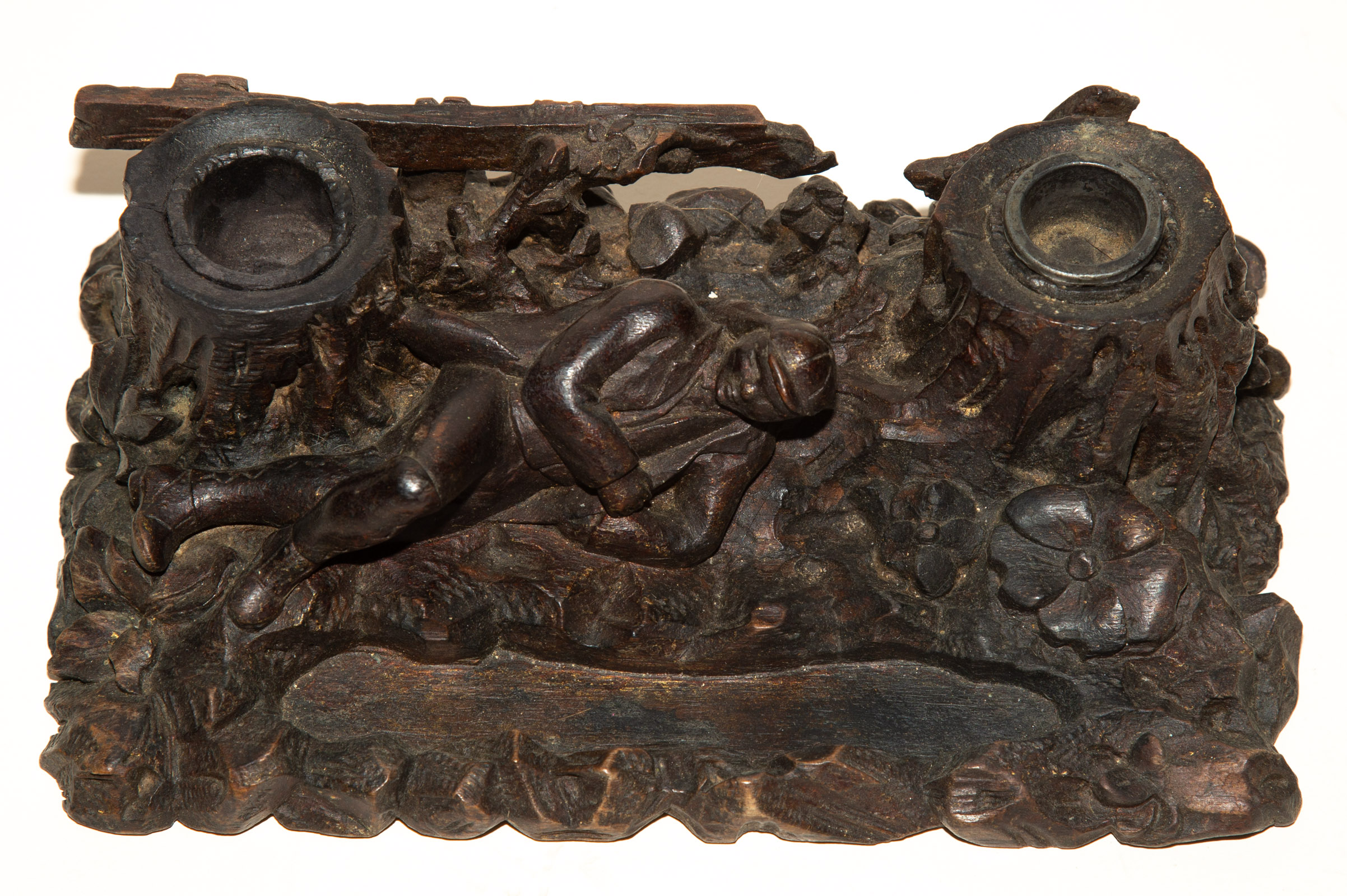 BLACK FOREST CARVED WOOD STANDISH