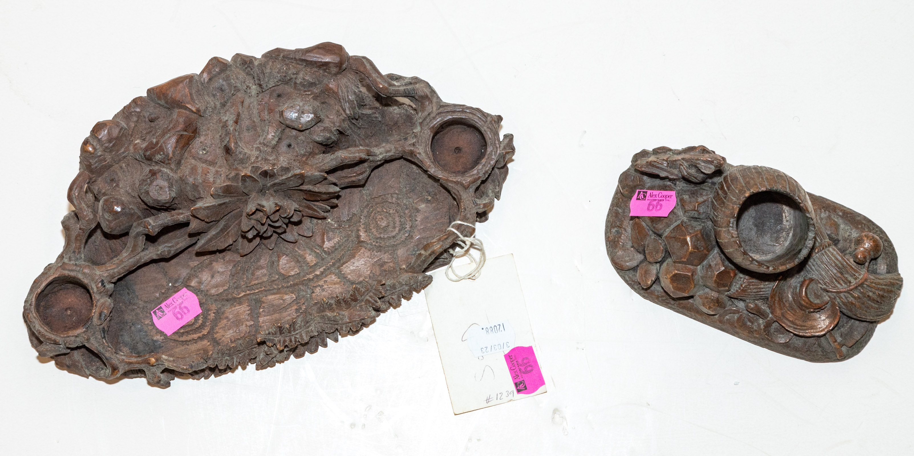 BLACK FOREST CARVED WOOD STANDISH &