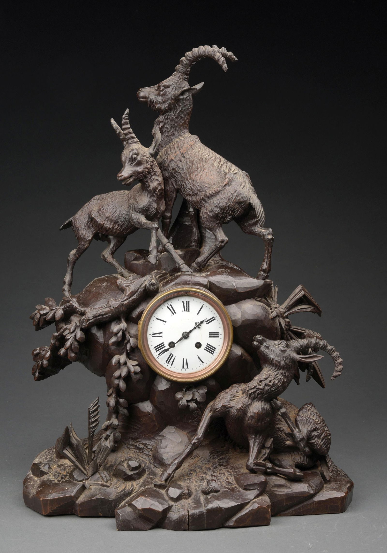 BLACK FOREST CARVED WOODEN CLOCK W/