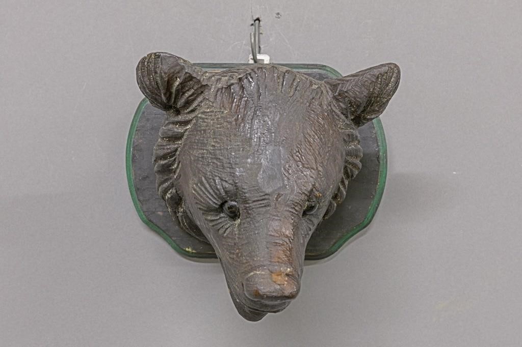 Black Forest style carved bear head