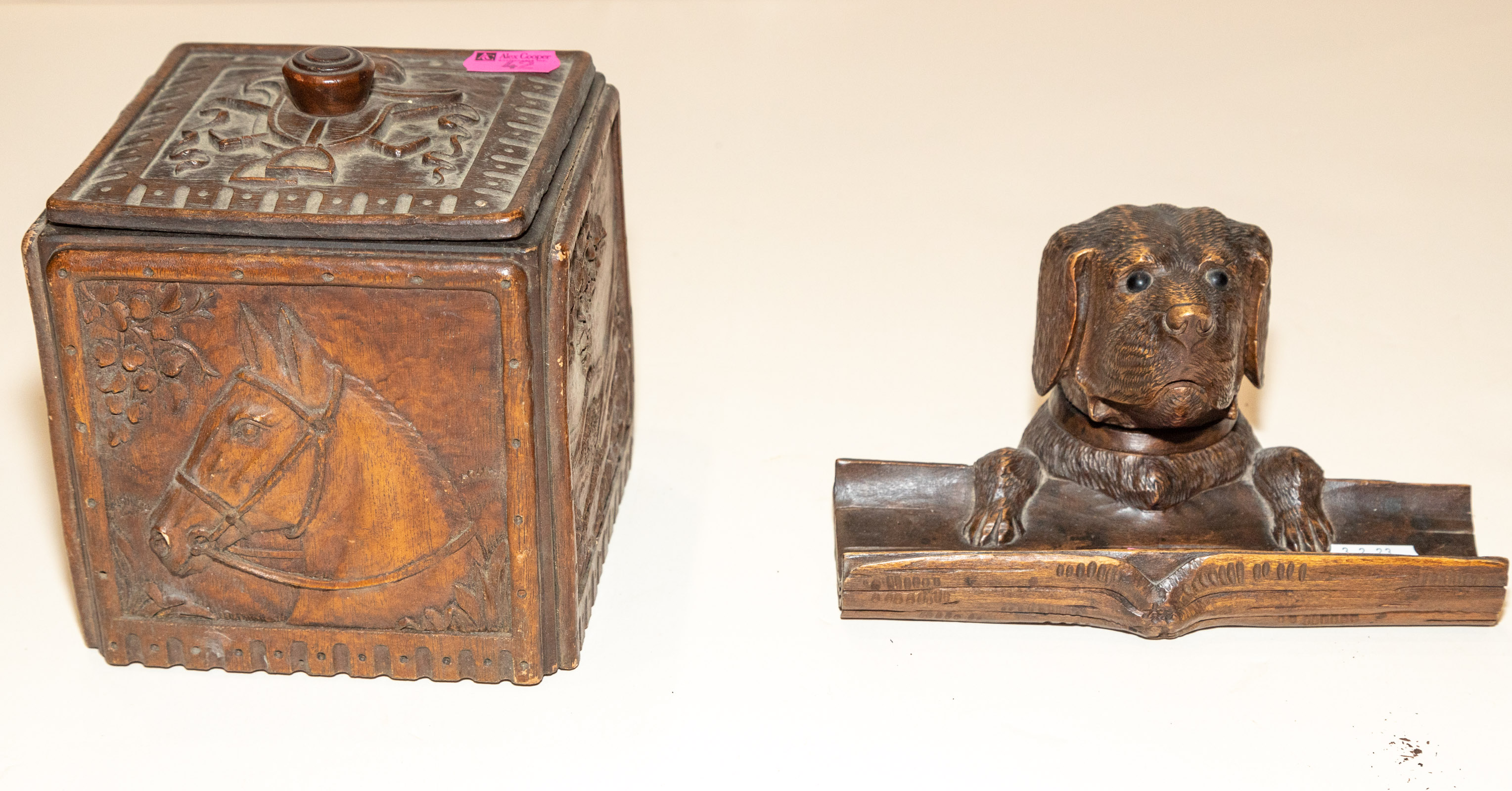 BLACK FOREST WOOD BOX & INKWELL