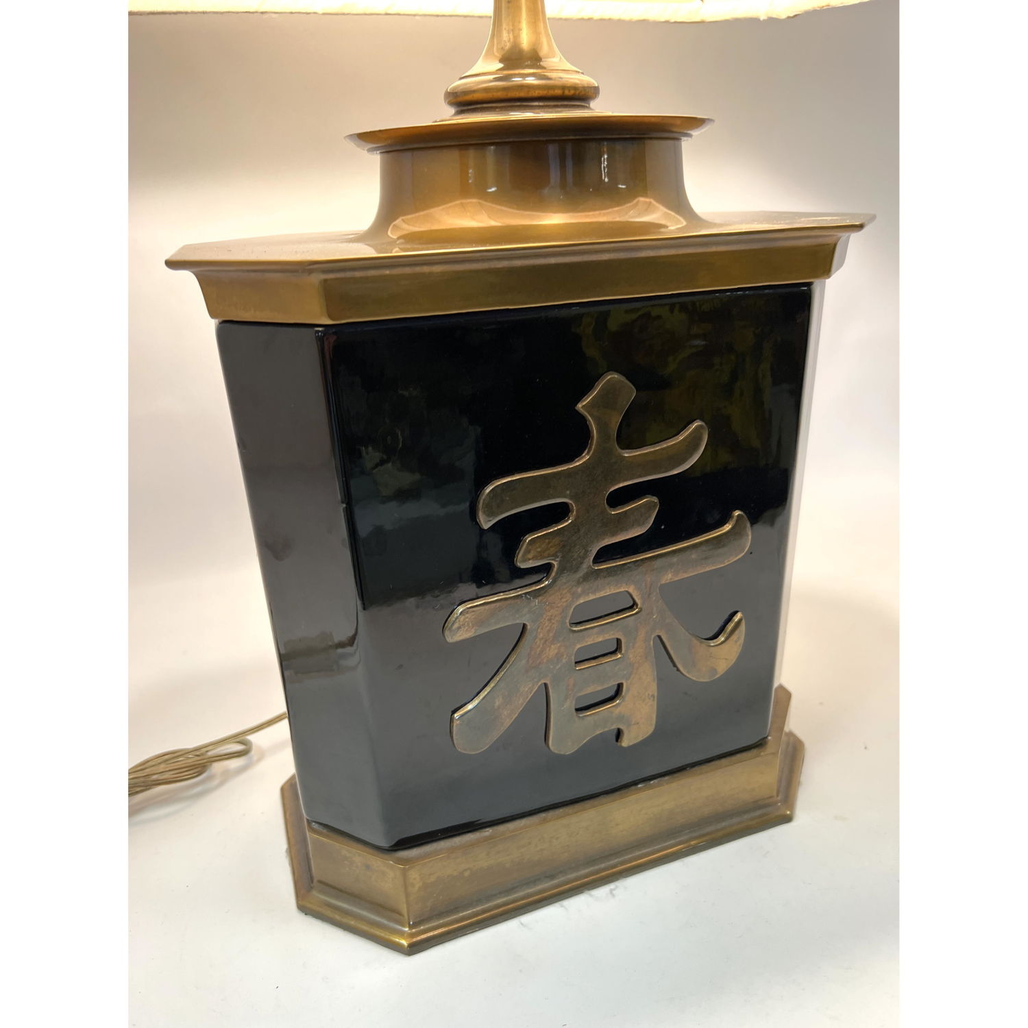 Black glazed pottery Brass trim