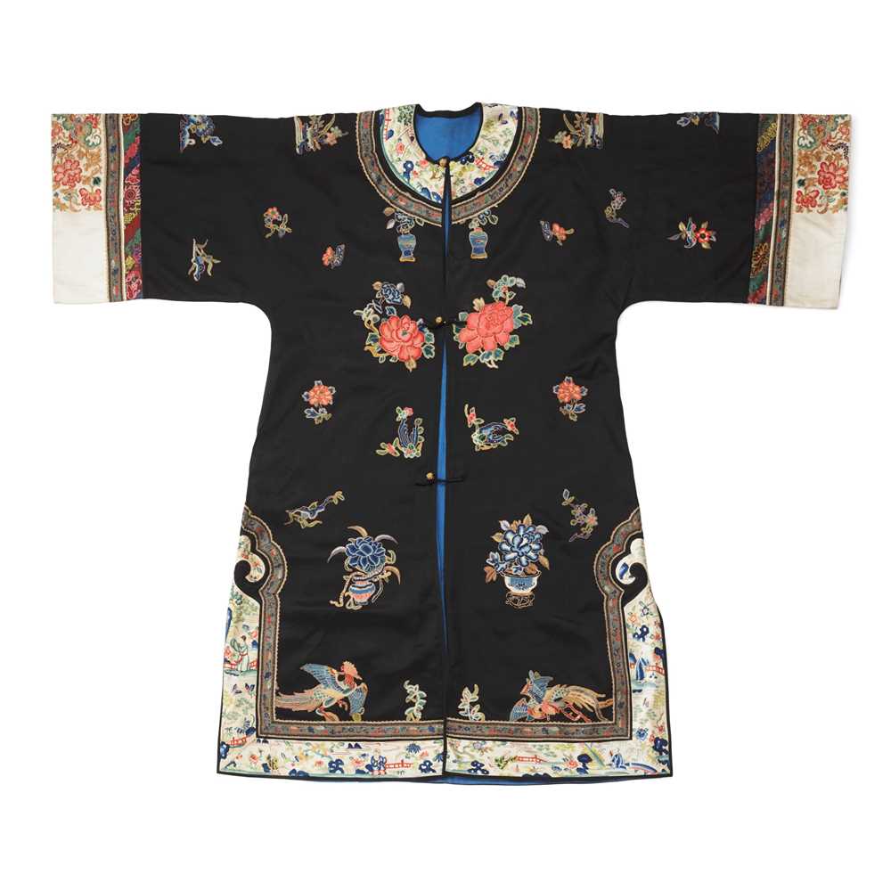 BLACK-GROUND SILK EMBROIDERED