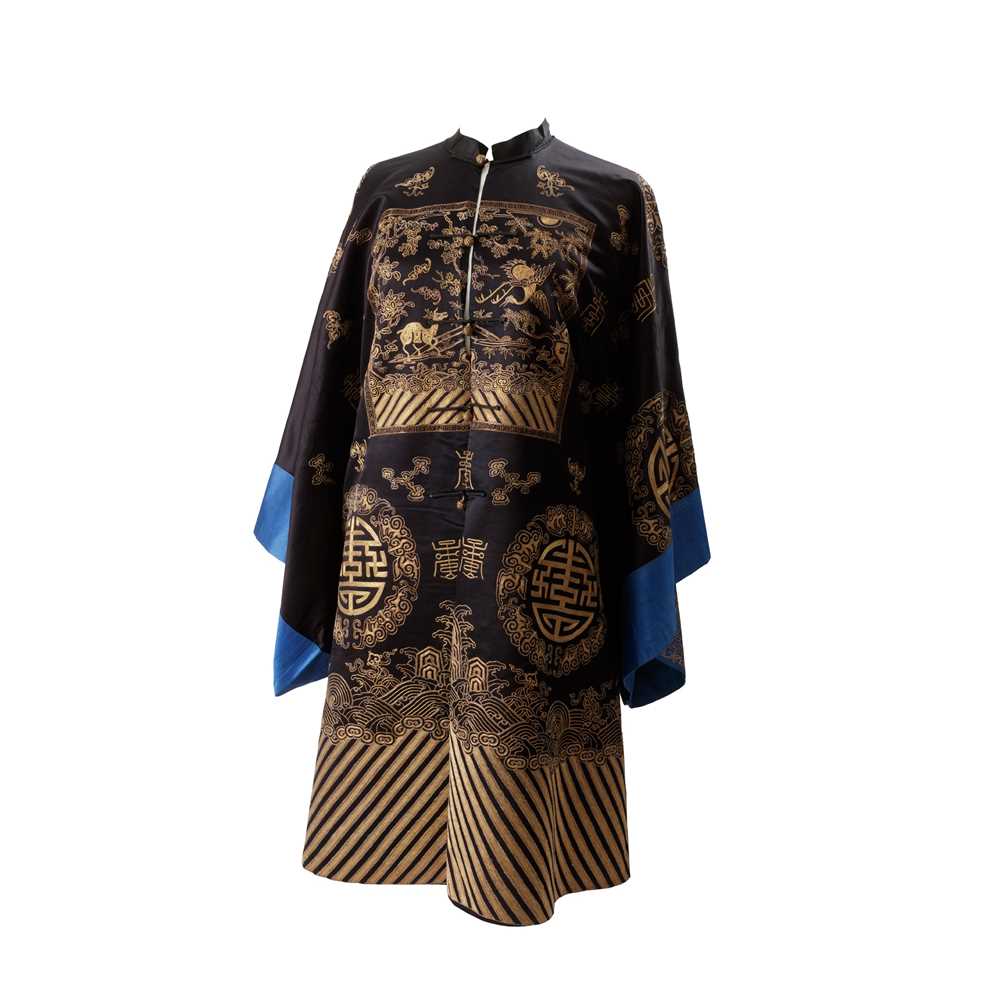 BLACK-GROUND SILK EMBROIDERED