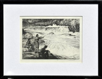 Black ink etching depicting map