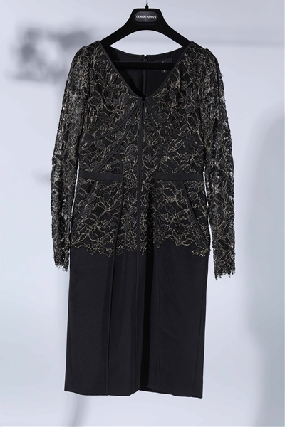 Black J. Mendel dress with gold and