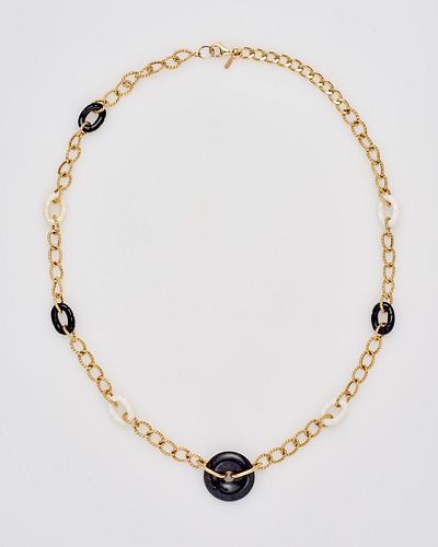 BLACK JADE AND WHITE CORAL 14K LINK