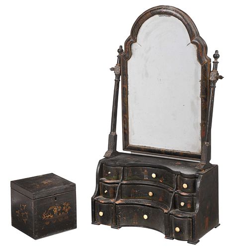 BLACK JAPANNED DRESSING MIRROR