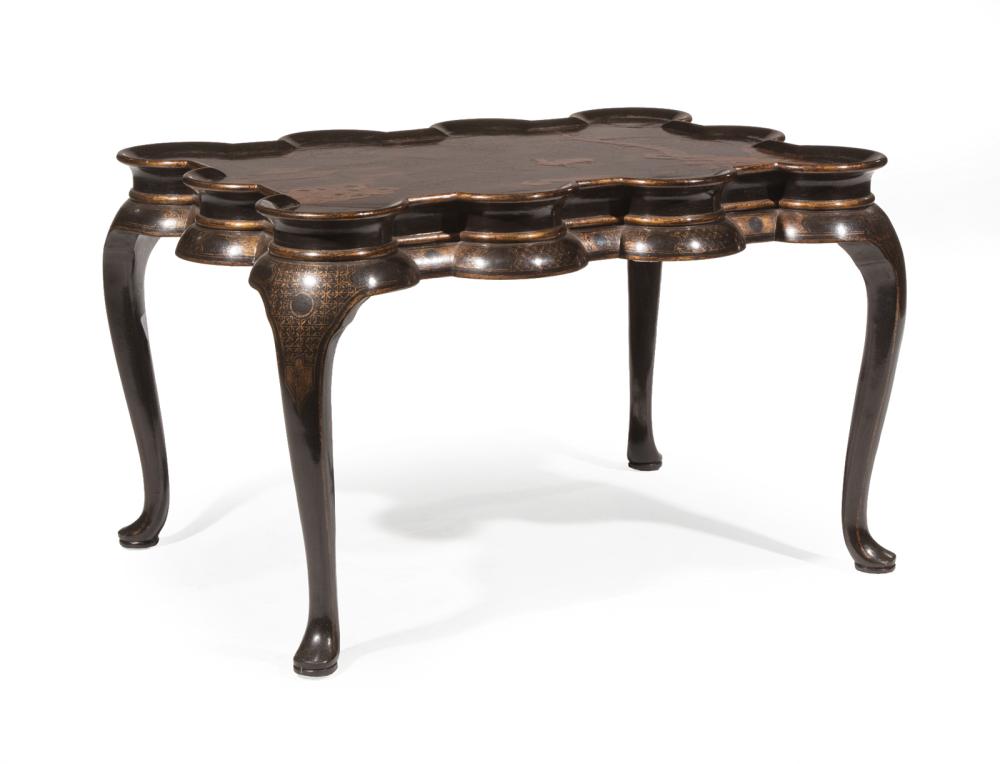 BLACK LACQUER AND PARCEL GILT LOW