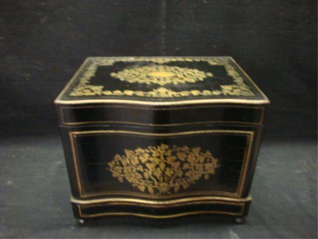 Black Lacquer & Brass Inlaid