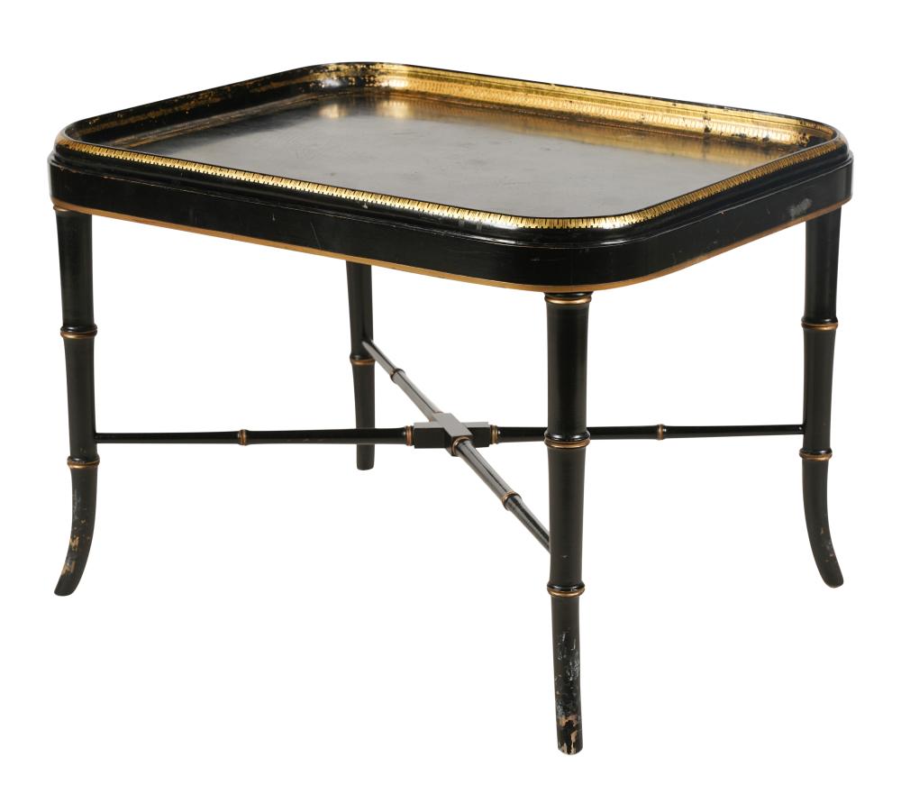 BLACK LACQUERED AND GILT TRAY TOP