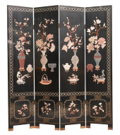BLACK LACQUERED ORIENTAL SCREE