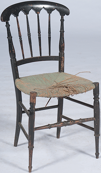 Black Lacquered Side Chair 19th