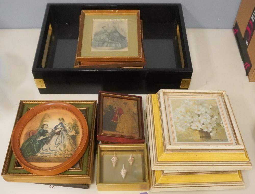 BLACK LACQUERED TRAY AND A GROUP OF