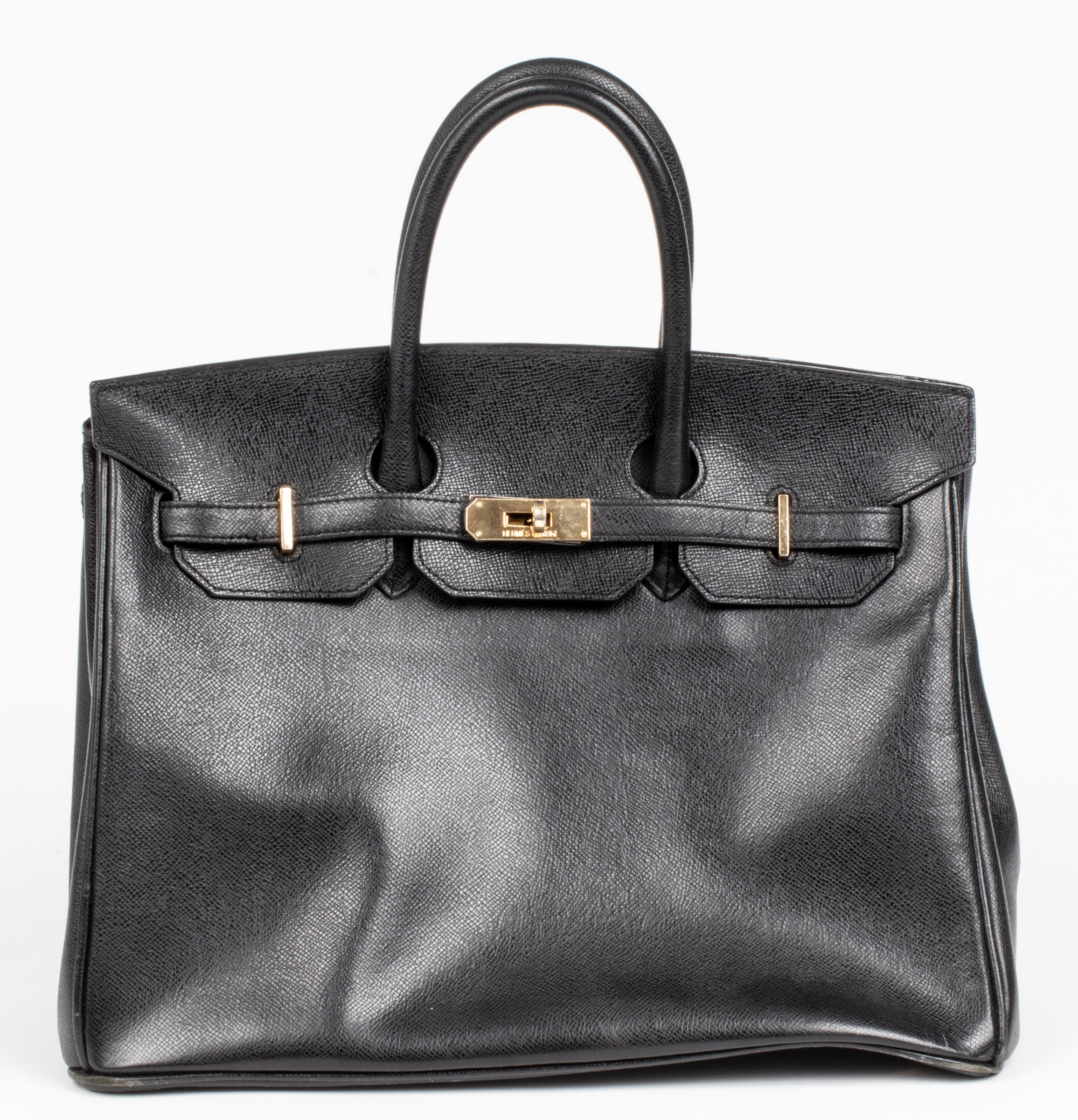 BLACK LEATHER 35CM HANDBAG Black
