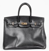 BLACK LEATHER 35CM HANDBAG Bla