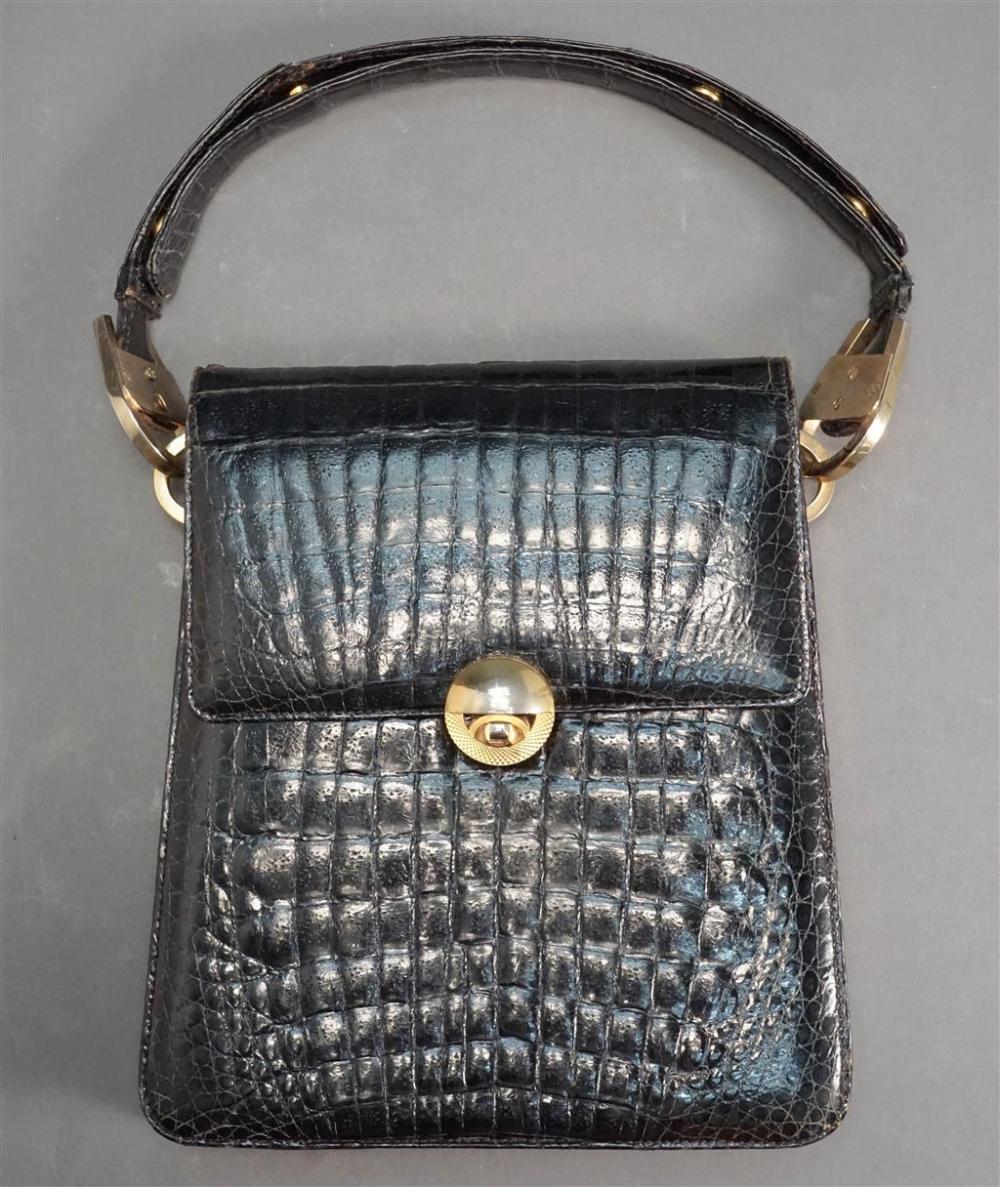 BLACK LEATHER BAG, POSSIBLY BY