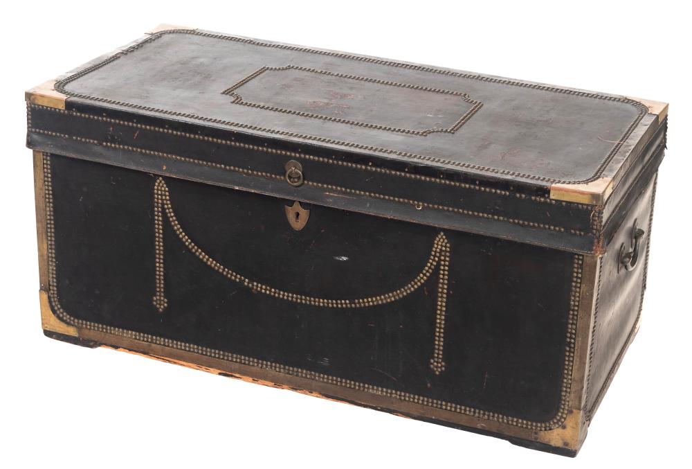 BLACK LEATHER-COVERED CAMPHORWOOD