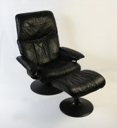 BLACK LEATHER EKORNES CHAIR &
