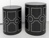 BLACK LEATHER NESTING END TABL