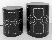 BLACK LEATHER NESTING END TABL