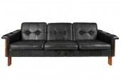 BLACK LEATHER & ROSEWOOD SOFAs