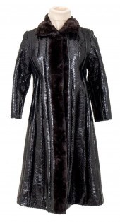 BLACK LEATHER SNAKE SKIN EMBOS