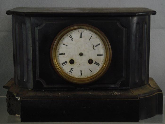 Black marble French mantle clock,