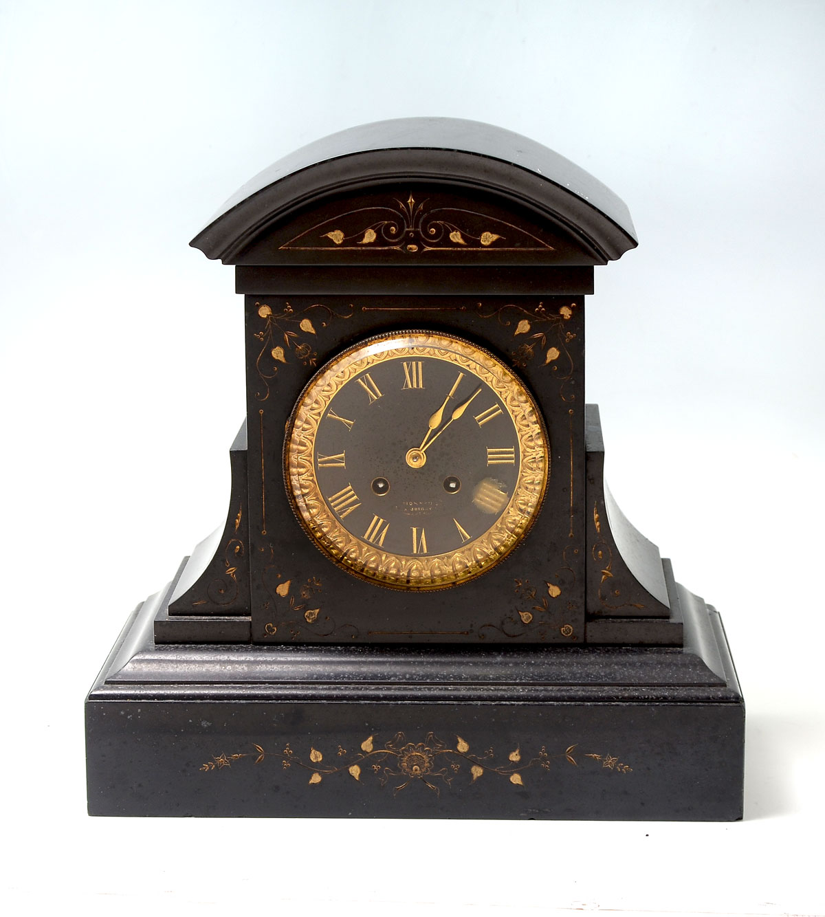 BLACK MARBLE MANTLE CLOCK: Black