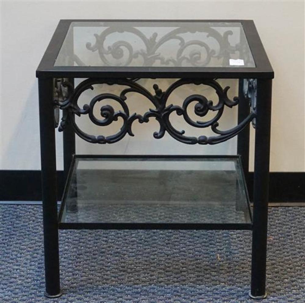 BLACK METAL GLASS TOP LAMP