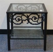 BLACK METAL GLASS TOP LAMP TAB
