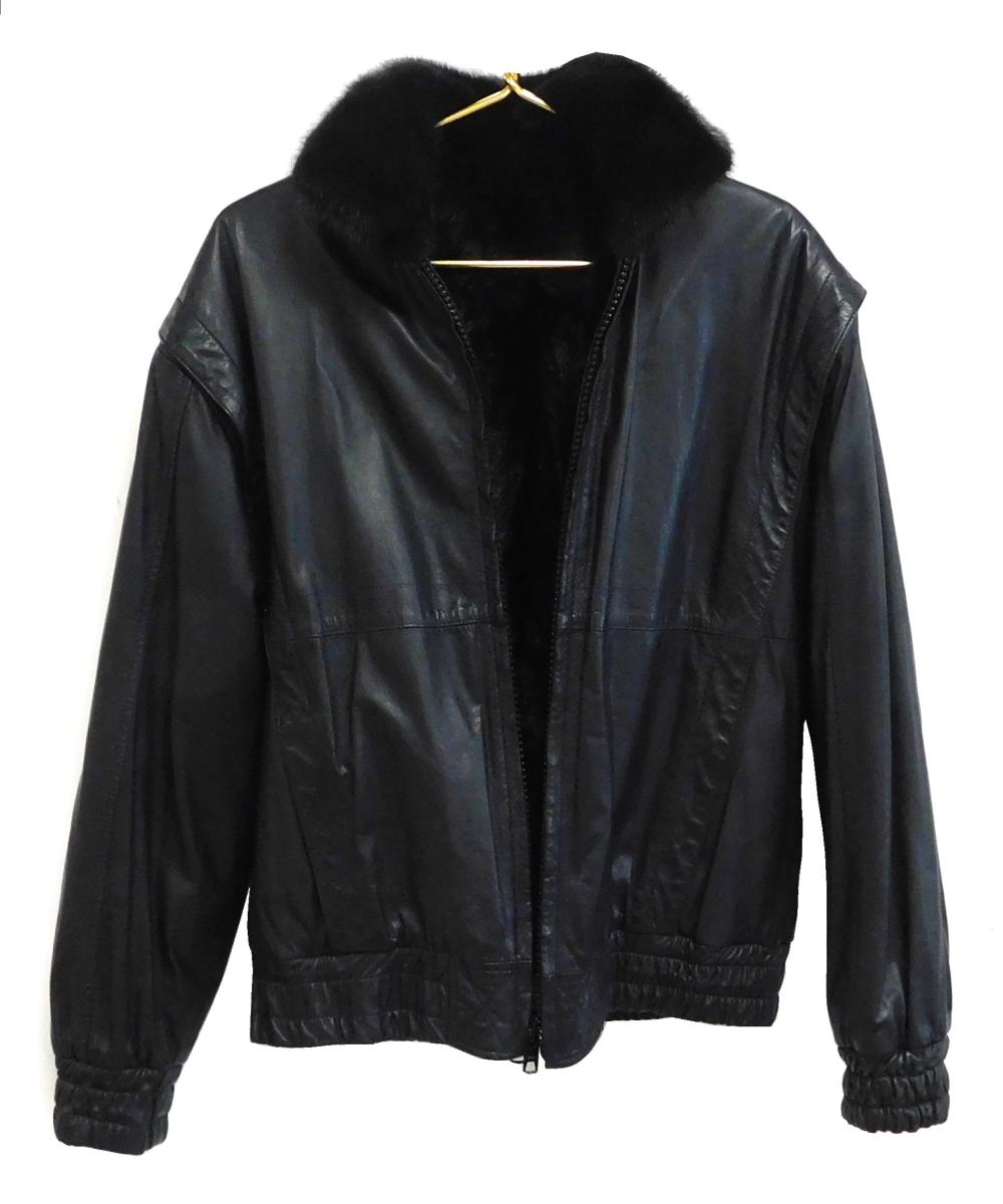 BLACK MINK AND LEATHER JACKET,