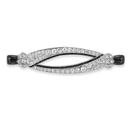Black Onyx and Diamond Brooch,